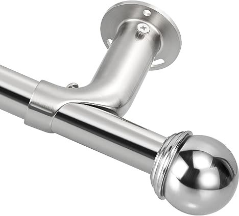 Eson Casa Vorhangstange Ausziehbar 210-300cm, Dia 19mm Verstellbare Metall-Gardinenstange mit Kugelenden für Ösenvorhänge, Elegante dekorative Vorhangstange mit Verdunkelung, Nickel gebürstet