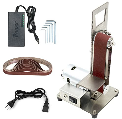 Mini levigatrice elettrica a nastro, levigatrice per lucidatura fai-da-te, mini levigatrice da banco, affilatrice per bordi Apex, levigatrice a nastro per lavorazione del legno in metallo 300 W 1000