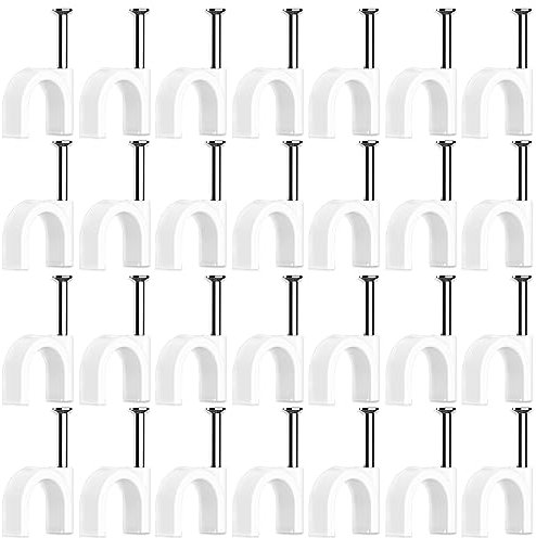 100 Stück Kabelschellen,Nagelschellen,Kabel Befestigungen,Cable Clamp,Kabelklemmen Nagel,Kabelklemmen Wand,Kabelhalter Decke,Kabelschellen Nagelschellen,Mit Nagel,für Kabel,Weiß (4mm)