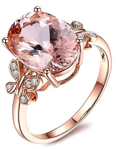 AMDXD Hochzeitsring 750 Rosegold, Antragsring Freundschaftsringe Schmetterling mit Morganit Ring Rosa, Diamantring, Gr.56 (17.8), Echt Schmuck