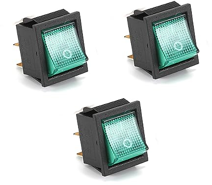 3 stück Grün KCD4 Kippschalter 230V 16A On Off DPST Embedded Lamp Wippschalter