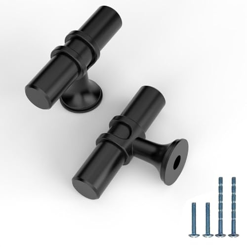 9BUILD 10 Pack Matte Black Drawer Knobs - Cabinet & Kitchen Cupboard Knobs