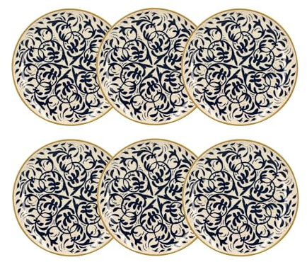 NOVASTYL - Lot 6 assiettes plates héraclée 27cm en grès décor bleu - 2614305