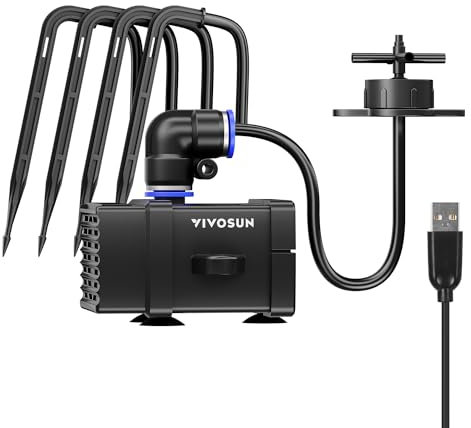 VIVOSUN FlexFeed - Kit di irrigazione a goccia, sistema di irrigazione automatico da 4 W con pompa e 4 emettitori a goccia, kit professionale per irrigazione delle piante controllabile tramite app,