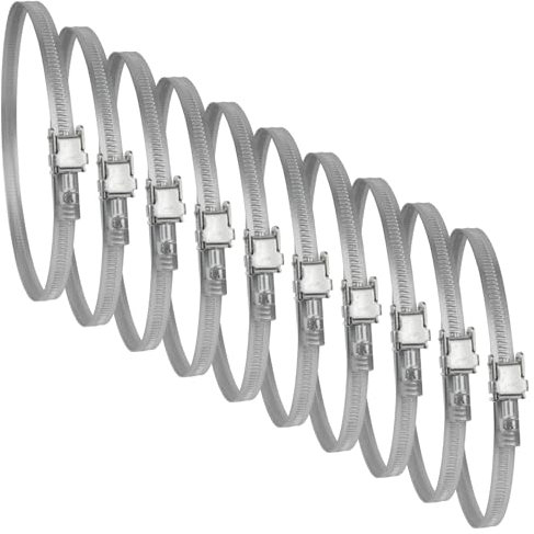 5 Inch Ducting Clamp - 10 Pieces of Adjustable Galvanized Steel Duct Hose Clamps with Worm Gear - Wide Diameter Range Fastener for Flexible Ducting (Pack of 10)