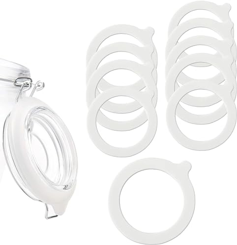 Juntas de Repuesto de Silicona, Anillos de Goma para Tarros de Conservas, Anillos de Sellado para Frasco, Sellos de Cristal de Repuesto, para Tapas de Tarros de Conserva, Tarros Redondos, 10 Piezas
