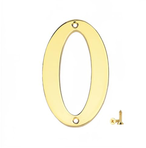 1Pcs 3Inch Metal House Numbers with M2 Screws Solid Zinc Alloy Mailbox Numbers for Outside, 3D Address Numbers for House, Apartment, Office, Hotel Room, Mailbox Signs (Golden, No.0)