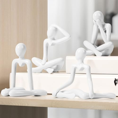 XMGZQ Denker-Statue, Bücherregal-Dekoration, weiße Denker-Statue, Figuren, dekorieren Sie Ihr Zuhause, Büro, Schreibtisch oder Regal mit abstrakten Kunstskulpturen, PVC-Sammelfiguren für