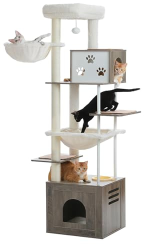 PAWZ Road Kratzbaum Futterplatz Holz extra großen Kondos Hängematten Grau | kratzbaum, Futterplatz, Holz, extra großen Kondos, Hängematten, 48L x 40B x 190H cm, Grau