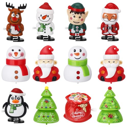 GSrenyu 12 Pack Christmas Wind Up Toy, 6 Christmas Pull Back Cars and 6 Christmas wind-up toys, Christmas Stocking Stuffers, Christmas Party Favors, Goody Bag Filler