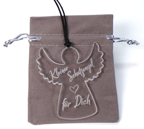 Generisch Schutzengel Engel mit Samtsäckchen Name Acryl Geschenkanhänger Schlüsselanhänger