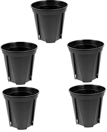 Gogogmee Confezione Da 5 Vasi Da Fiori in Plastica Dal Design Semplice Robusti E Adatti Alluso Neri 210 Arredamento Per La Casa