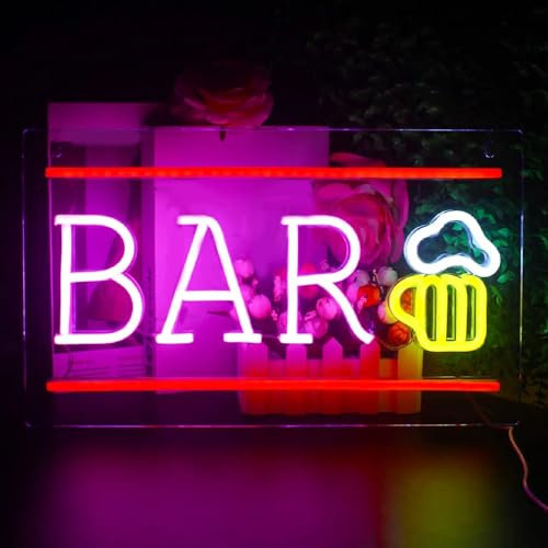 cimsfcor Bar-Neonschilder für Wanddekoration, Neonlicht, Bier, Cocktail, USB-betrieben, mit Dimmer und Schalter, beleuchtete Neon-Wandschilder, Bier-Neonschild für Business, Bar, Geschäft, Pub