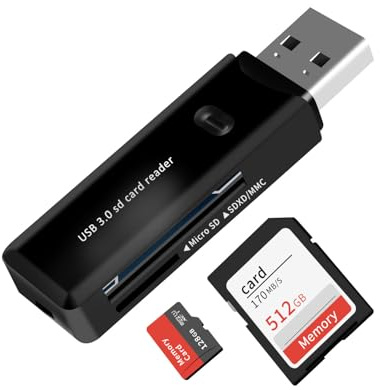 USB 3.0 SD Card Reader for PC, Laptop, Mac, Windows, Linux, Chrome, SDXC, SDHC, SD, MMC, RS-MMC, Micro SDXC Micro SD, Micro SDHC Card and UHS-I Cards - No SD Card Included. (USB 3.0 SD -Black2)