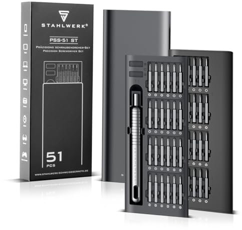 STAHLWERK PSS-51 ST Jeu de 51 tournevis de précision | Outil fin | Tournevis fin | Tournevis fin | Tournevis fin avec jeu d'embouts chrome-vanadium