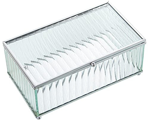 JOYERO CRISTAL/METAL PLATEADO EXT:21X13X9CM