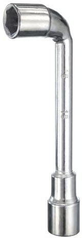 sourcing map L-förmiger, abgewinkelter Sechskant-Steckschlüssel, 16 mm, 45#-Stahl, doppelseitig, metrisch, 6-Punkt-Rohrsteckschlüssel für allgemeine Reparaturen, Rohrleitungen, Fahrrad-Autowartung