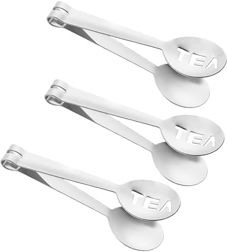 Tea Bag Squeezer Tongs, 3 Pack Tea Bag Strainer Tea Bag Tongs Tea Bag Holder Grip Metal Spoon Mini Sugar Clip Kitchen Bar Ice Cubes Tools Stainless