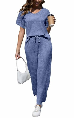 CheChury Tuta Donna Sportiva 2 Pezzi Estiva - T-Shirt e Pantaloni Casual da Jogging Elegante per Training Casa Fitness Pigiama