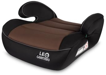 CARETERO - i-Size Autositz für Kinder 125-150 cm - Auto Sitzerhöhung für Kinder für Fahrzeuge mit 3-Punkt-Gurten - Ergonomische Armlehnen - Weiche, Abnehmbare Polsterung - Braun