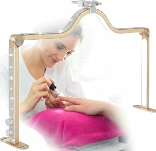 XDRGOOIUY Halbmondlicht für Nageltisch, 35-Zoll-Halbmondlampe mit Telefonhalter, professionelles Nageltischlicht