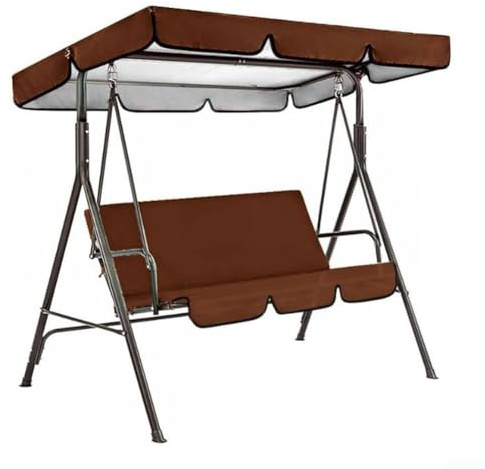 3 Seats Swing Canopy Cover, 210D Oxford Cloth Garden Swing Canopy Replacement Swing Seat Cover for Outdoor Garden Furniture Accessories(Brown 164x114x15cm)