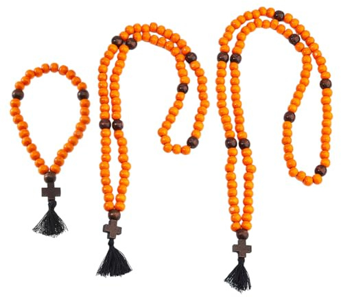 DICOSMETIC 3 Stück Christlich Orthodoxes Gebetsseil Holz Chotki 30/80/100 Knoten Anglikanische Gebetsperlen Kreuz Segensgebet Perlen Mit Quaste Religiöses Geschenk Für Männer Frauen Koralle