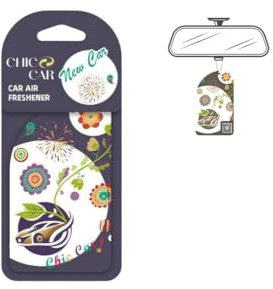 Chic Car® Auto Duftbaum Neuwagen – 5er Set – Lufterfrischer für Auto – Neuwagenduft – Hochwertige Papier Duftanhänger – Auto Zubehör Männer Frauen – Auto Duft Hängend