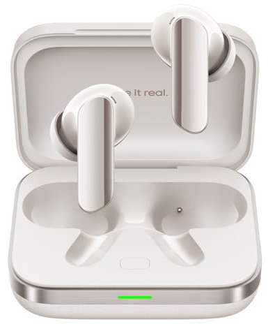 realme Air 7 Pro, Traductor instantáneo por IA, Diseño de Aluminio Tipo aviación, Transmisor Dual DAC de 11+6 mm, hasta 48 Horas de reproducción, Certificación Profesional Hi-Res/LHDC 5.0, Beige