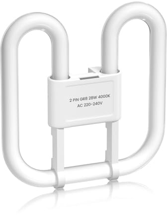 Lamptobe GR8 2-PIN 28W 2D Compact Fluorescent Light Bulb - Square Flat Butterfly Shape Energy Saving Lamp Natural White 4000K GR8 DD CFL Light Bulb Non-Dimmable for Ceiling Flush Lights (1-Pack)