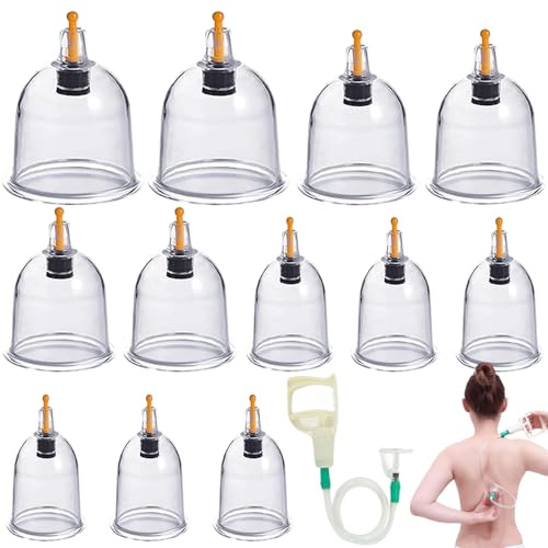 Schröpfgläser mit Vakuumpumpe, 12 PCS Traditionelle Chinesische Therapie Schröpfen Schröpfgläser Schröpfset Schröpfgläser für Gesicht und den ganzen Körper Selbstbehandlung Massage