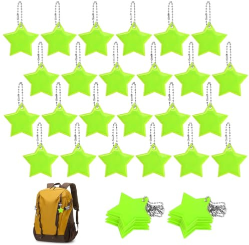 AOROPS Reflektierende Anhänger, 36 Stück Stern Reflektor Schulranzen Reflektoren, Reflektierende Schlüsselanhänger für Rucksack und Schultasche