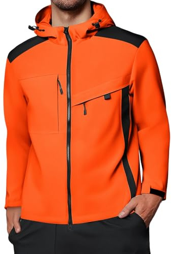 MOKBAY Caza Chaqueta Deportiva Hombre Azafrán Agua Deportiva con Capucha Rain Jacket Men Cortavientos Ciclismo Deportivo Chubasquero Trabajo Chaqueta Hombre Impermeable Azafrán L