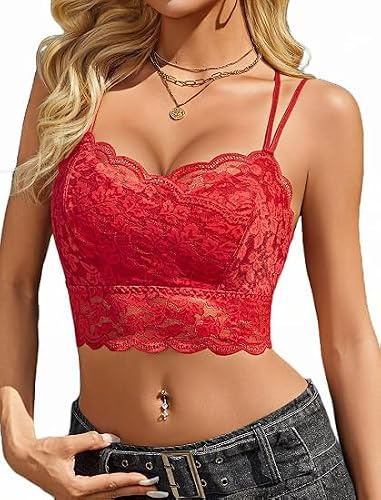 Avidlove Top Debardeur en Dentelle pour Femme Bralette Courte sans Manches | Bretelles Doubles, Décolleté en V, Bretelles Réglables, Doux et Confortable, Motif Floral, Sexy et Polyvalent