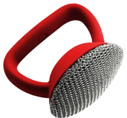 Mikinona Brosse à Récurer Maille Soudée INOX avec Manche Long Brosse Métallique pour Casseroles Poêles et Grils Nettoyage Cuisine et Réutilisable