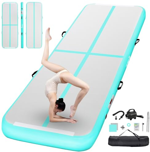 FBSPORT Airtrack Matte,10/20cm Hoch Verdicken 2/3/4/5/6 M Tumbling Matte,Gymnastikmatte mit Luftpumpe,Trainingsmatte mit Tragetasche,Turnmatte für Zuhause, Outdoor,Yoga, Übungsgymnastik usw