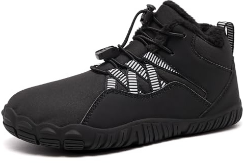 Joyfultime KIDS Winter Fur Lined Warm Snow Boots for Boys Girls Slip-On Water-Resistant Cold Weather Wide Toe Box Barefoot Shoes for Little/Big Kids