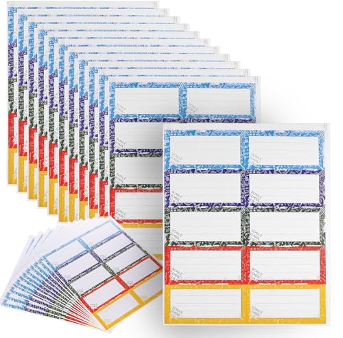 240 Stück Buchetiketten Schule, Namensetiketten Selbstklebend Schuletiketten zum Beschriften, Namensaufkleber Schule Junge Mädchen, Klebeetiketten zum Beschriften Ordnerrücken Namensticker