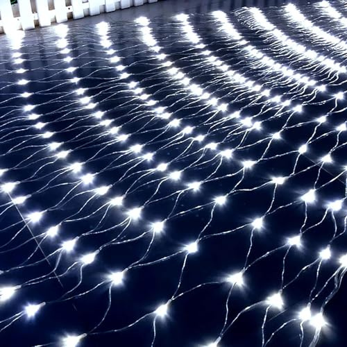 VUIKLCty Luces de Red, Luces LED de Malla for jardín, Luces de Hadas de Red Impermeables con 8 Modos, Luces de Cadena conectables(Bianco,2x3m 320leds)