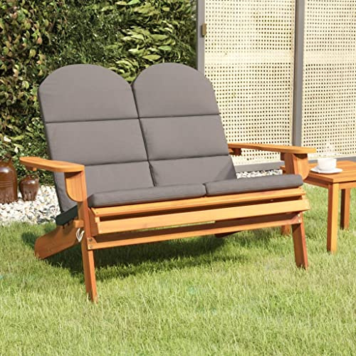 IBUQDDV Adirondack Gartenbank mit Kissen 126 cm Massivholz Akazie Klappbar und Wetterfest