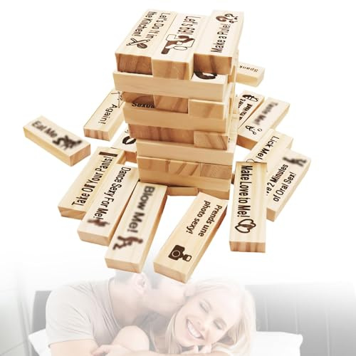 Veridius Tower Couples Games for Adults 24 Pieces Valentine Day Tumbling Tower Stacking Blocks Date for Building Gifts Night Party Girlfriend Boyfriend Wife Husband Anniversary Wedding