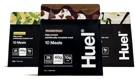 Huel Black Edition High Protein Complete Meal Replacement, 3 Flavour Variety Pack, 30 Meals, 40g of Protein Per Serving, Ready Meals, Vegan Protein Powder, Gluten-Free, Non-GMO
