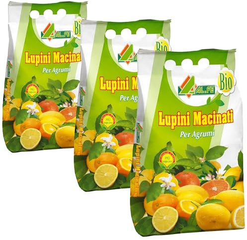 15 Kg Concime Per Agrumi, Lupini Macinati Per Agrumi, Naturale - Fertilizzante Organico Vegetale per Piante Acidofile, Fioritura Abbondante, Uso in Vaso e Giardino