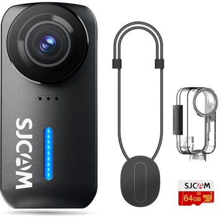 SJCAM C110+ Kit Magnétique(64G),4K Mini Caméra Vlog Sport,Camera Sport Vidéo 170°FOV,Stabilisation 6 Axes,Étanche,POV Action Caméra Portable pour Voyage,Vlog,A
