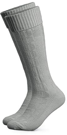 HerzSticht Herren Lange Trachtensocken 1er Pack (Modell: Silberdistel) Hellgrau 39-42