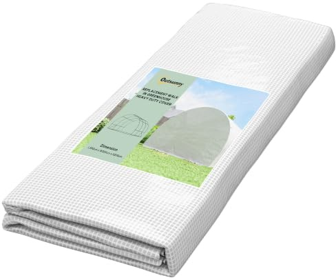 Outsunny Film de Serre 3x3m imperméable Porte roulante 6 fenêtres Blanc