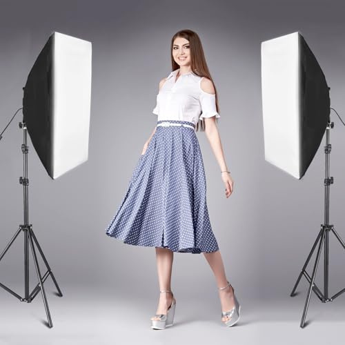 Snnozy Set di 2 softbox a LED da 80 W, set per studio fotografico, con lampadina LED regolabile da 85 W, 2800-000 K, luce per foto e video in streaming