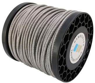 100 Meter - Edelstahldrahtseil 7x7-3mm/4mm PVC-transparent ummantelt V4A Inox rostfrei Drahtseil Stahlseil Geländerseil