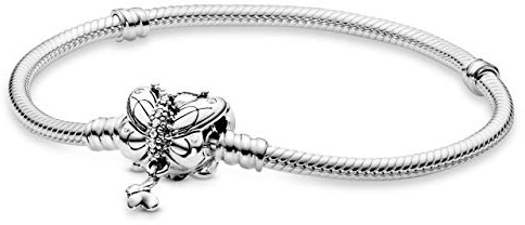 PANDORA Moments Schlangen-Glierderarmband mit Schmetterlings-Verschluss in Sterling Silber Moments Collection, Größe 20