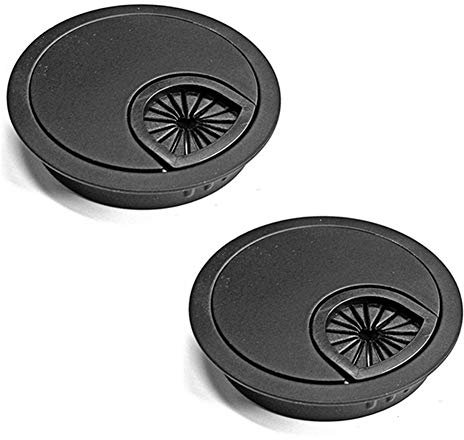 Qiorange 2er Set Kabeldurchführung Ø60mm Metall Kabeldurchlass mit Bürstendichtung für Möbel und Schreibtisch (Matt schwarz)